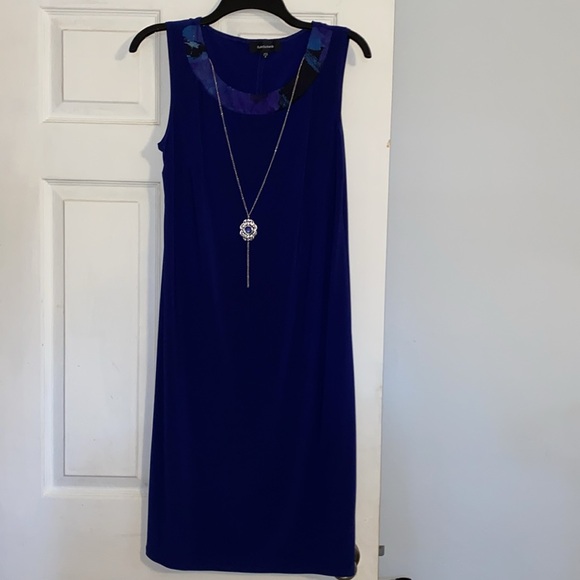 R & M Richards Navy Blue Floral Printed Sheer Jacket And Sheath Dress - Picture 10 of 16